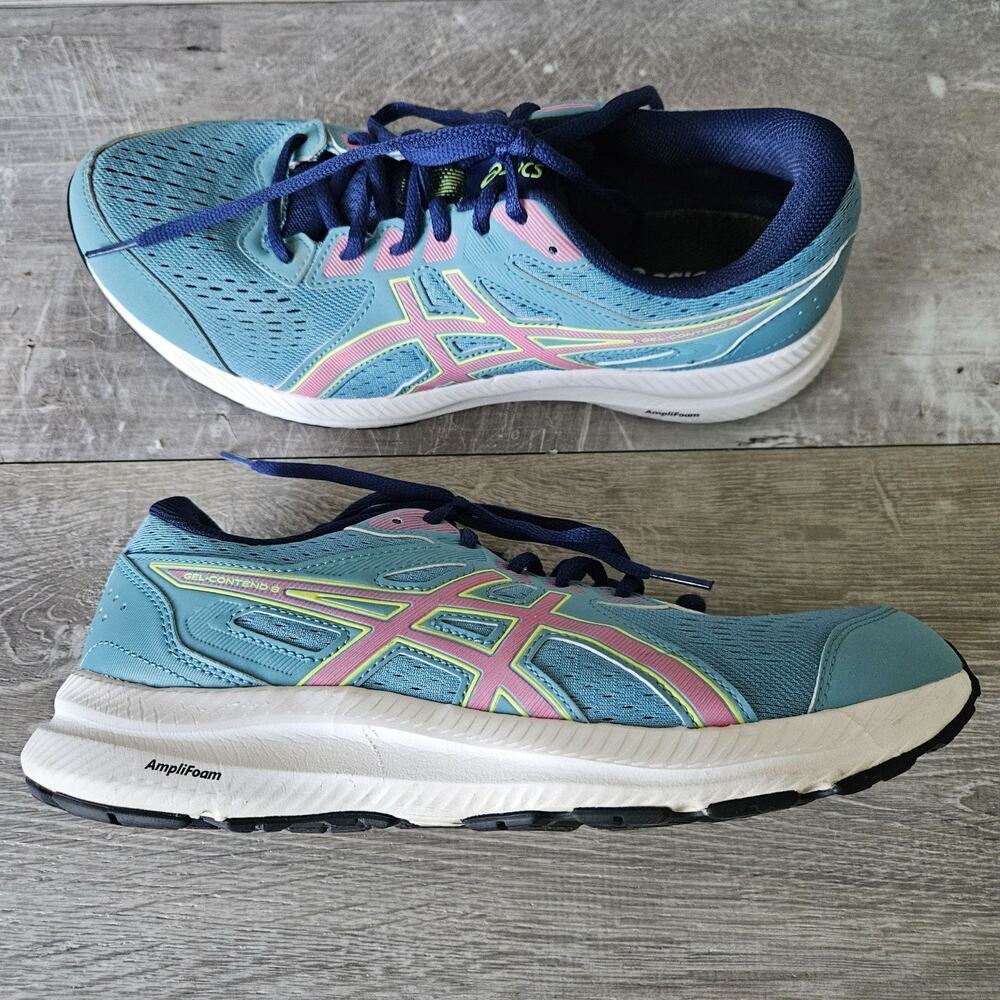 Asics Gel-Contend 8 Womens Running Shoes Size 10.5 Blue Pink With AmpliFoam Sole